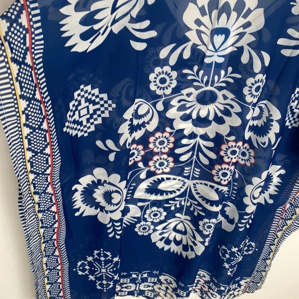 Cupshe‎ Women's Navy Blue Floral Short Sleeve Cover-Up, One Size, NWT
